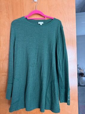 J. Jill Dark Green Long-Sleeve Tunic Sweater